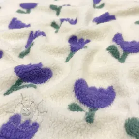 Päällystakkikangas TEDDY JACQUARD Tulips off white