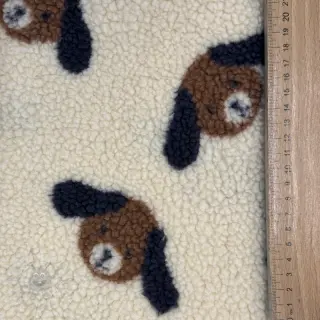 Päällystakkikangas TEDDY JACQUARD Dogs brown