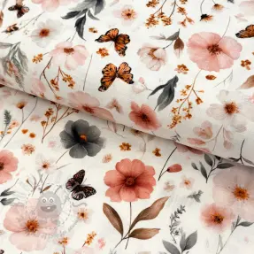 Viskoosi pellavalla Flower sea design D