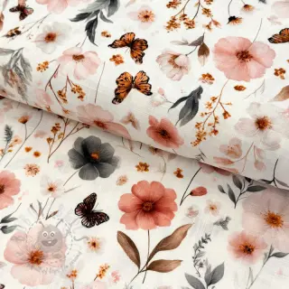Viskoosi pellavalla Flower sea design D