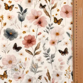 Viskoosi pellavalla Flower sea design D