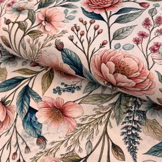 Viskoosi pellavalla Floral design D