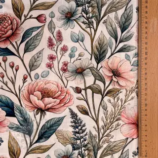 Viskoosi pellavalla Floral design D