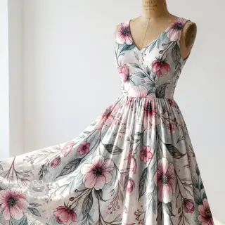 Neulos VISCOSE LYCRA HEAVY Classic flowers design D