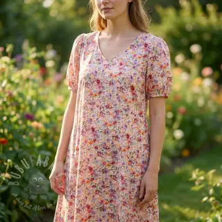 Viskoosi pellavalla Floral design C