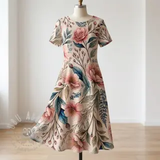 Viskoosi pellavalla Floral design D
