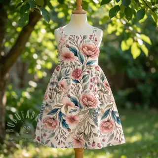 Viskoosi pellavalla Floral design D