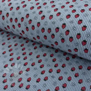 Vakosametti STRETCH Little strawberries old blue