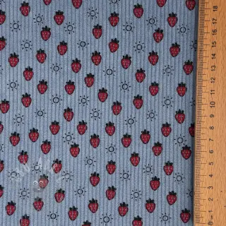 Vakosametti STRETCH Little strawberries old blue