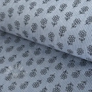 Vakosametti STRETCH Little flower old blue