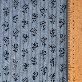 Vakosametti STRETCH Little flower old blue