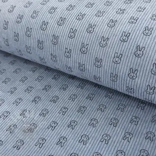 Vakosametti STRETCH Little bunny old blue