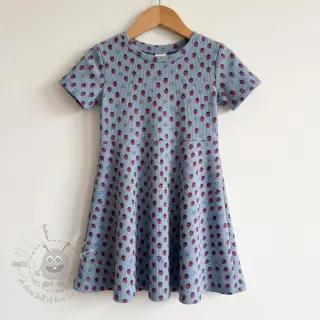 Vakosametti STRETCH Little strawberries old blue