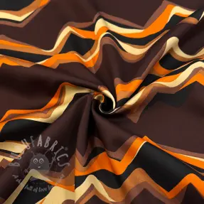 Puuvillakangas SATIN Abstract waves dark brown