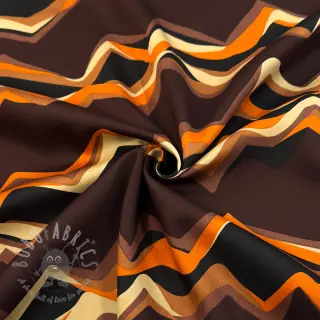 Puuvillakangas SATIN Abstract waves dark brown