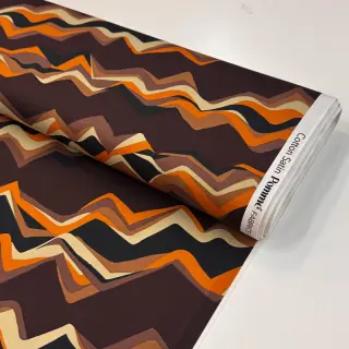 Bavlnená látka SATIN Abstract waves dark brown