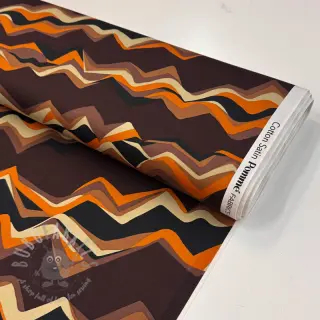 Puuvillakangas SATIN Abstract waves dark brown