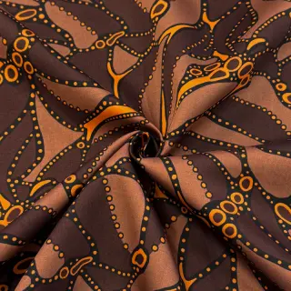 Bavlnená látka SATIN Abstract dark brown