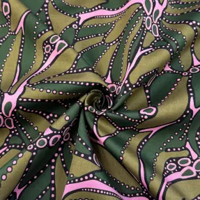 Bavlnená látka SATIN Abstract dark green