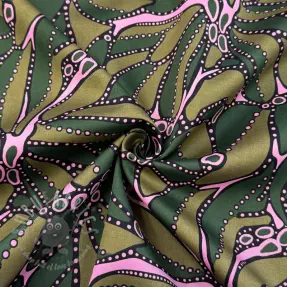 Puuvillakangas SATIN Abstract dark green