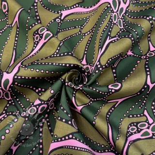 Puuvillakangas SATIN Abstract dark green