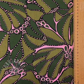 Puuvillakangas SATIN Abstract dark green