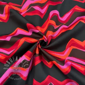 Puuvillakangas SATIN Abstract waves dark red