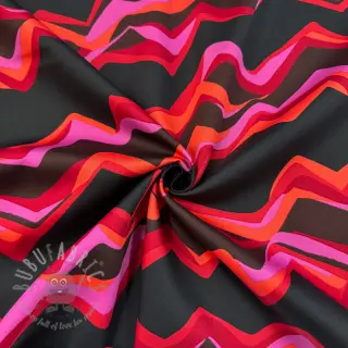 Puuvillakangas SATIN Abstract waves dark red