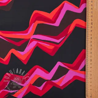 Puuvillakangas SATIN Abstract waves dark red