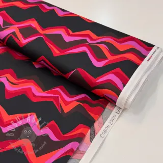 Puuvillakangas SATIN Abstract waves dark red