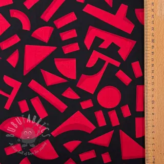 Puuvillakangas SATIN Geometric dark red
