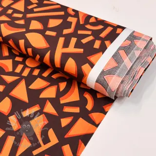 Puuvillakangas SATIN Geometric dark brown