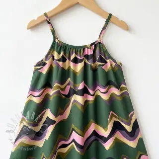 Puuvillakangas SATIN Abstract waves dark green