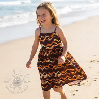 Puuvillakangas SATIN Abstract waves dark brown
