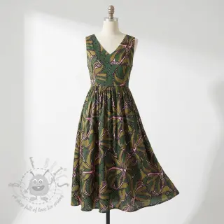 Puuvillakangas SATIN Abstract dark green