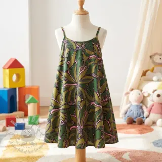 Puuvillakangas SATIN Abstract dark green