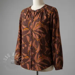 Puuvillakangas SATIN Abstract dark brown
