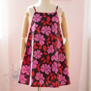 Puuvillakangas SATIN Autumn flowers dark red