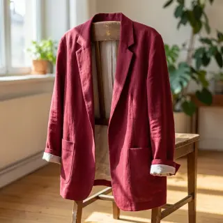 Viskóza s ľanom SPANDEX burgundy