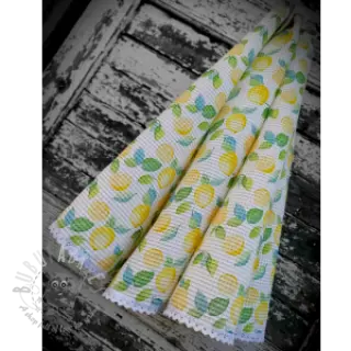 Puuvilla vohvelisidoksella Lemons digital print