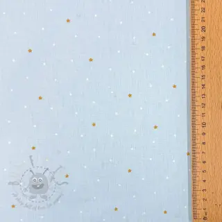 Puuvillakangas Sweet bear star light blue ORGANIC