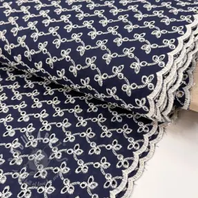 Puuvillakangas EMBROIDERY Rosemary navy