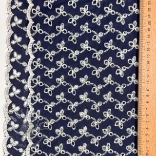 Puuvillakangas EMBROIDERY Rosemary navy