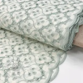 Puuvillakangas EMBROIDERY Lilian mint