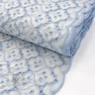 Puuvillakangas EMBROIDERY Lilian blue