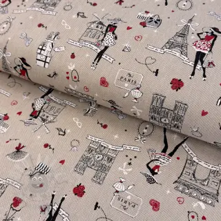 Sisustuskangas Linenlook Cute Paris multico