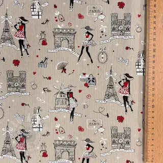 Sisustuskangas Linenlook Cute Paris multico