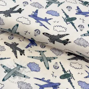Úplet Airplanes ecru digital print