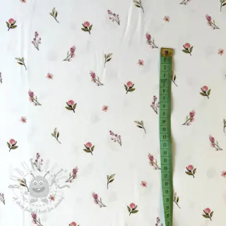 Úplet Rabbits and flowers TOSSSED white digital print
