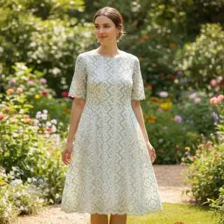 Puuvillakangas EMBROIDERY Lilian mint